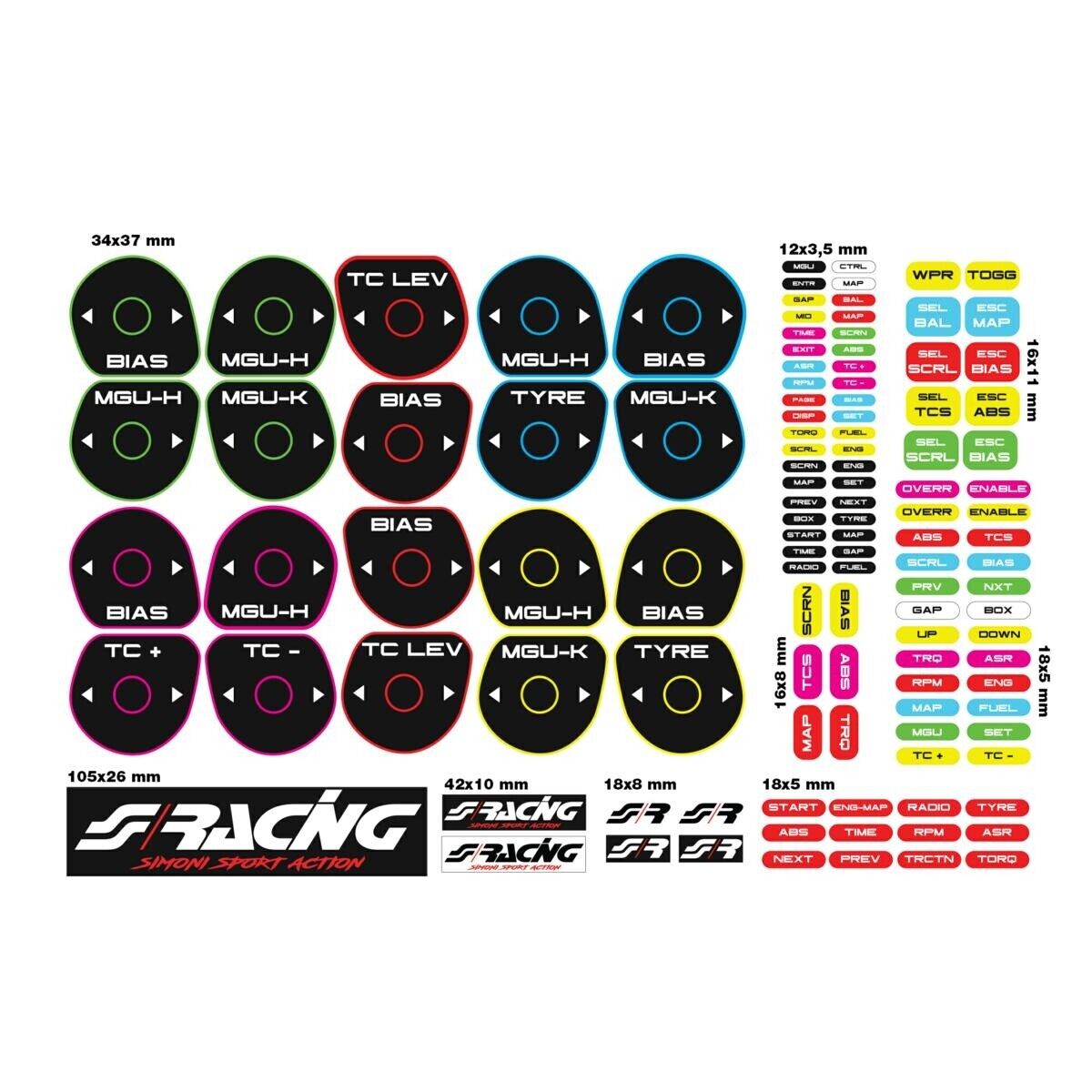 Kit Adesivi Stickers per Volante Simulatore di Guida Auto Simoni Racing