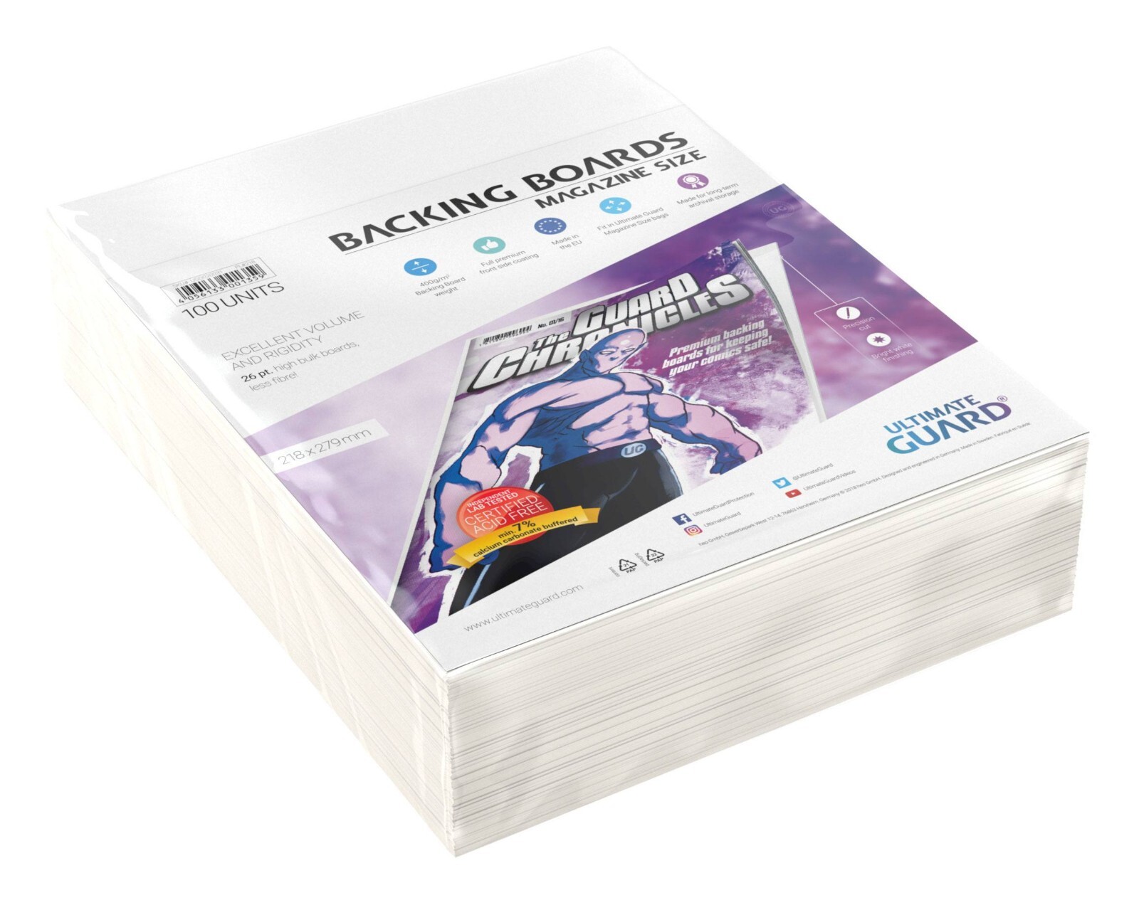 Ultimate Guard Comic Backing Boards Magazine Size (100) 218×279 mm - UGD020031