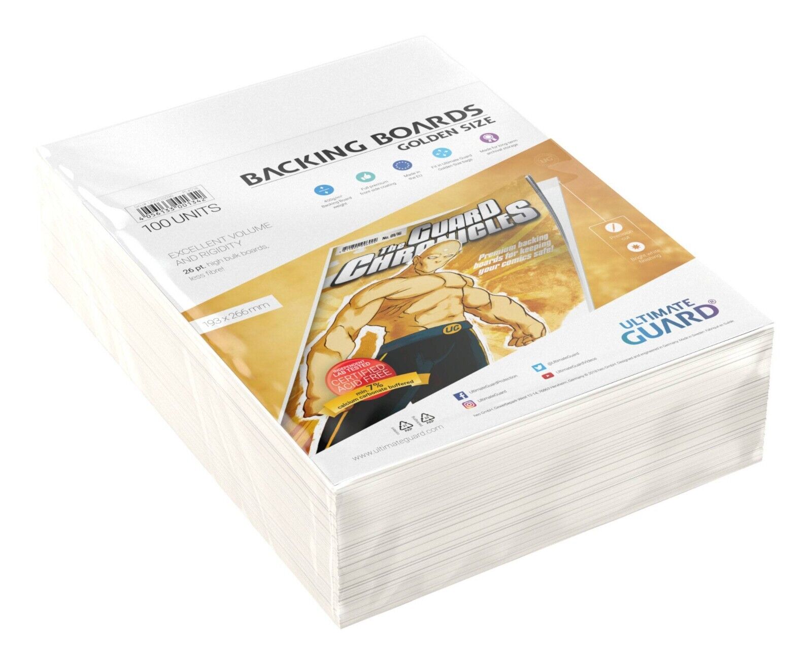 Ultimate Guard Comic Backing Boards Golden Size (100) 193×266 mm - UGD020030