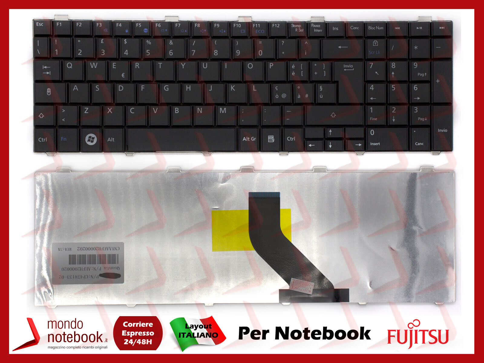 Tastiera Notebook Fujitsu Lifebook AH521 AH530 A530 A531 NH531 NH751 (ITALIANA)