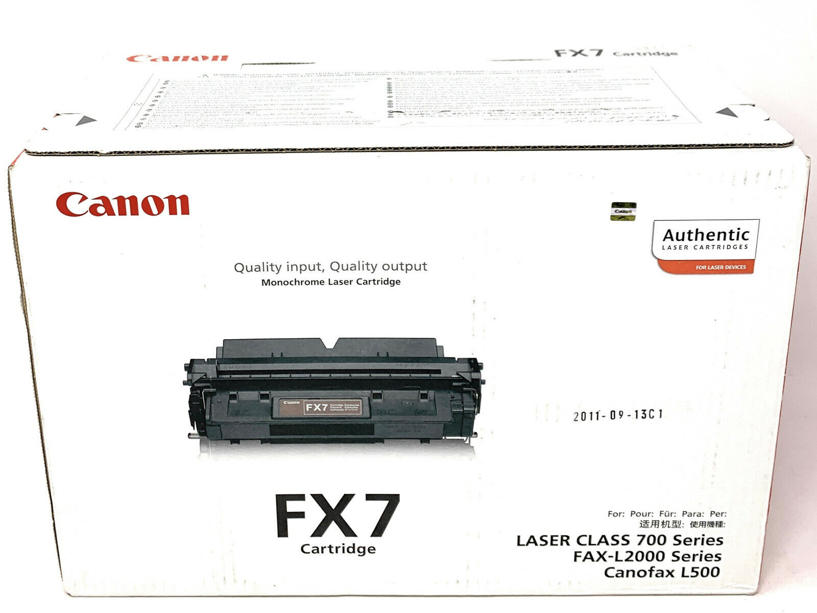 CANON 7621A002 FX-7 TONER ORIGINALE NERO FAX-L2000/LASER CLASS 700/FAX L500