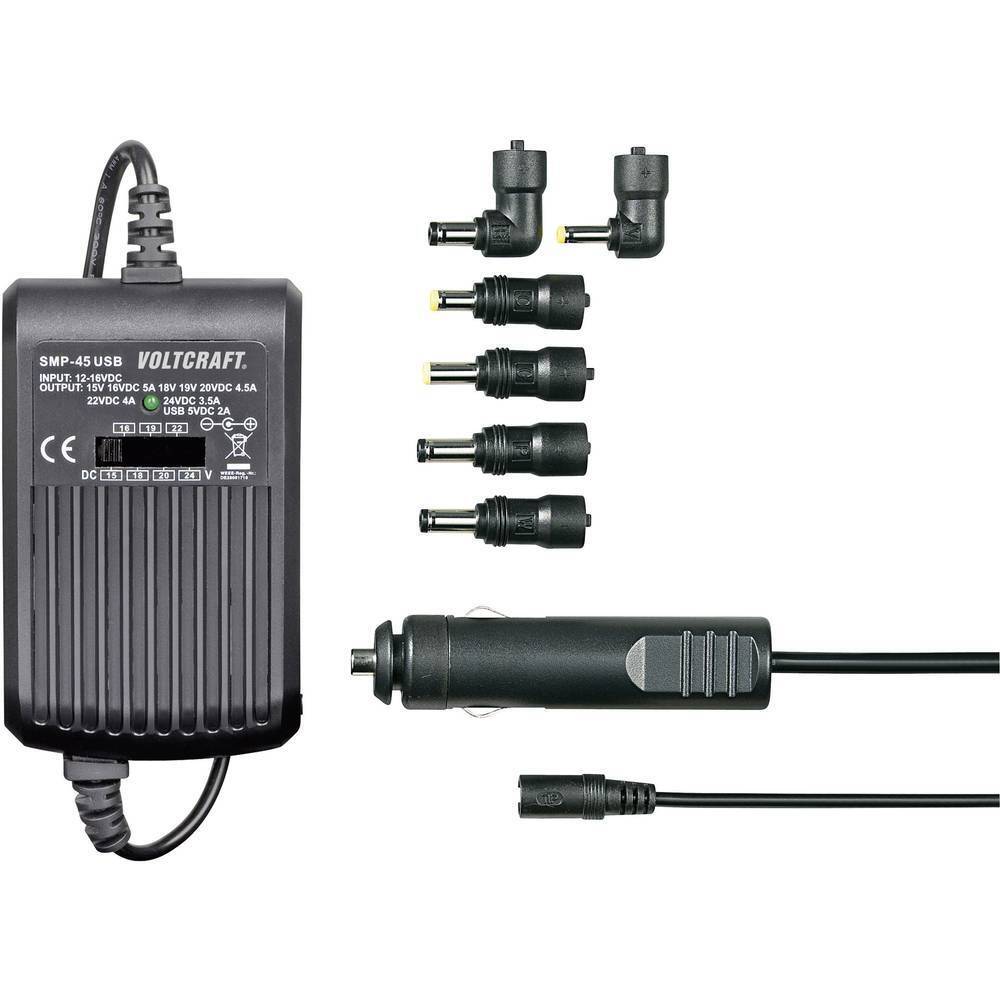 VOLTCRAFT SMP-45 USB Alimentatore per notebook 45 W 9.5 V/DC, 12 V/DC, 15 V/DC,