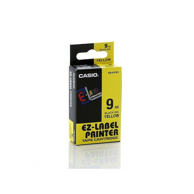 Nastro Etichettatrice CASIO XR-9YW da 9 mm. X 8 Mt. Nero su Giallo