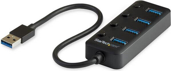 StarTech Hub USB 3.0 a 4 porte 4x USB-A con Swith On/Off Individuale  HB30A4AIB