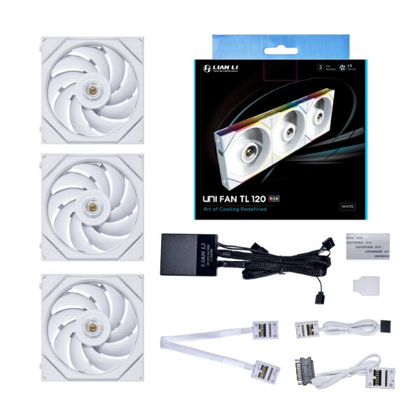 Lian Li UNI FAN TL120 RGB PWM FAN, 3 pcs, controller incluso, Bianco - 120 mm