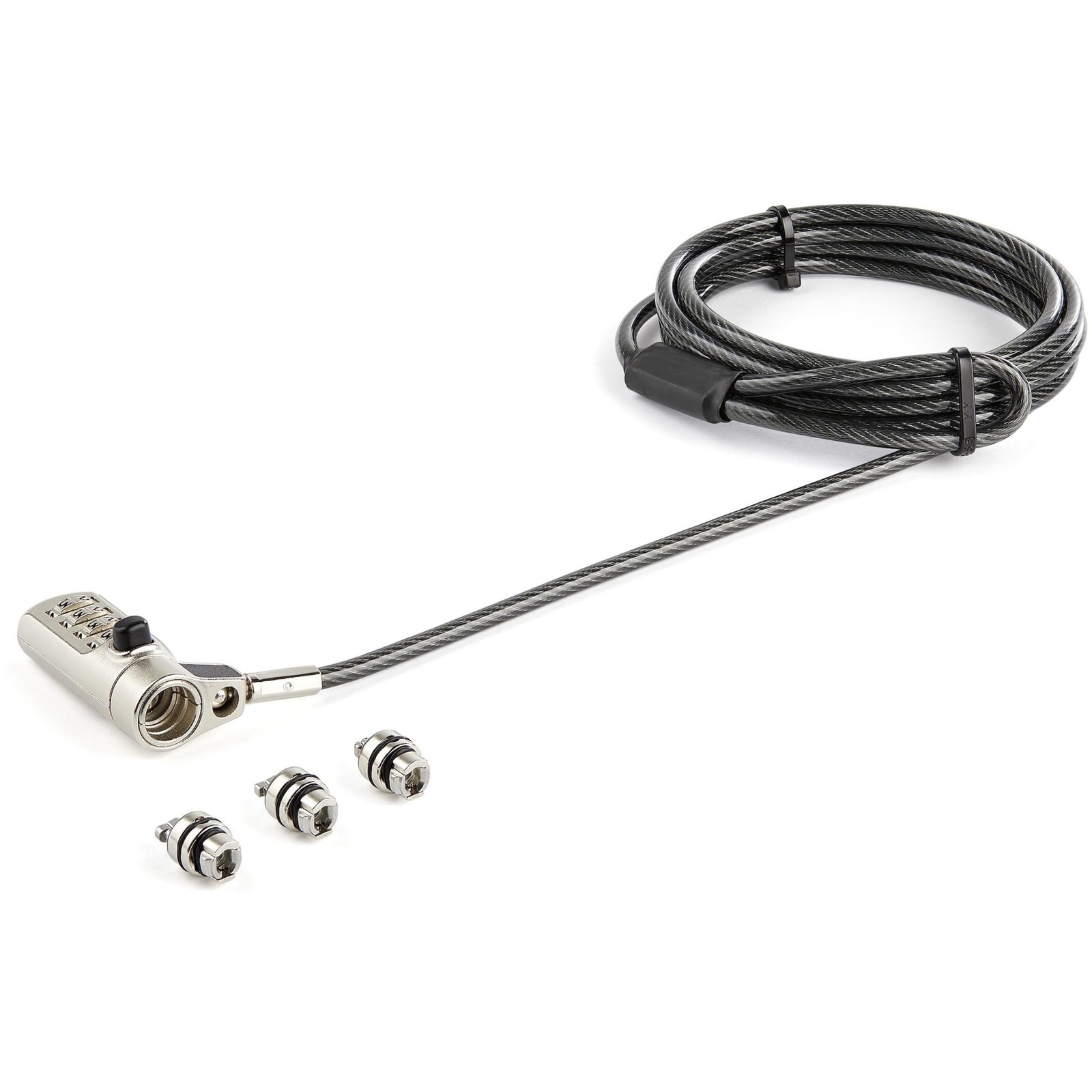 StarTech.com 6.5' (2m) 3-in-1 Universal Laptop Cable Lock - 4-Digit Combination