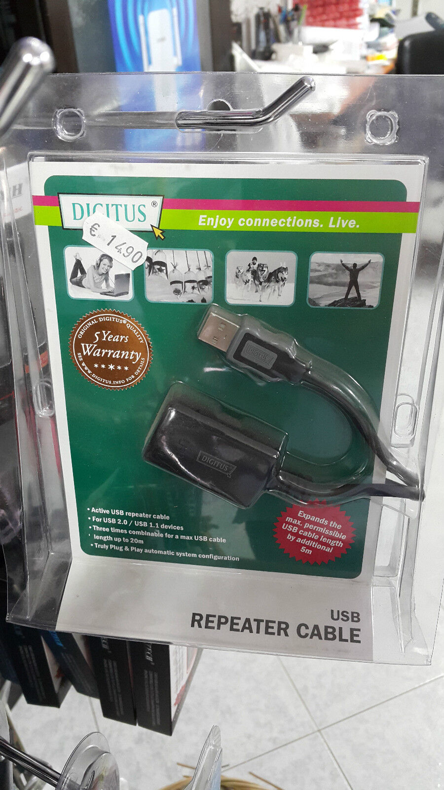 DIGITUS Digitus 5MT USB 2.0 Repeater Cable, 2.0  NUOVO