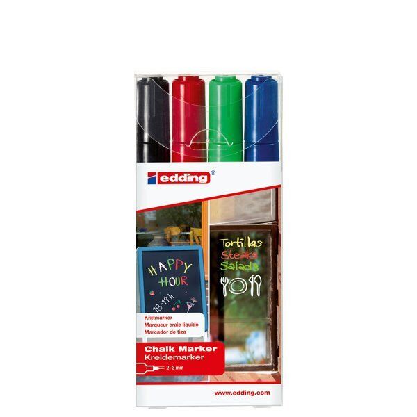 Marcatori a gesso liquido edding 4095 punta conica 2-3 mm assortiti confezione d