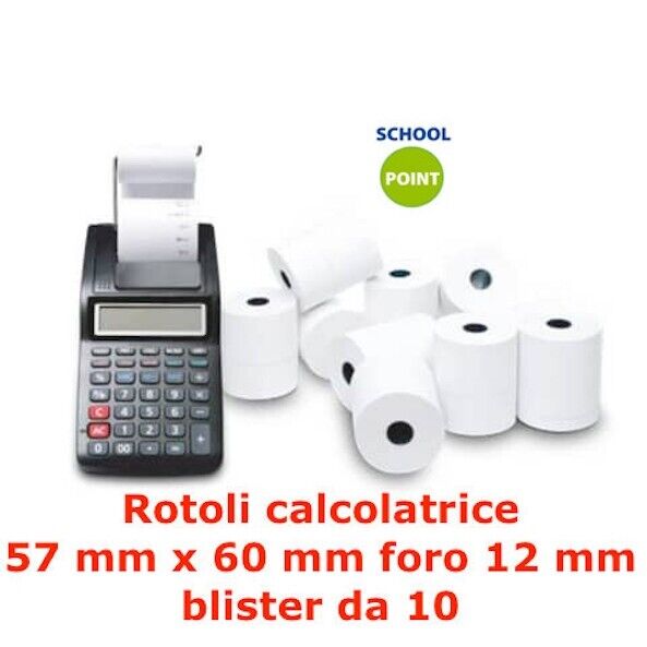10 ROTOLI DI CARTA PER CALCOLATRICE FORMATO 57x60
