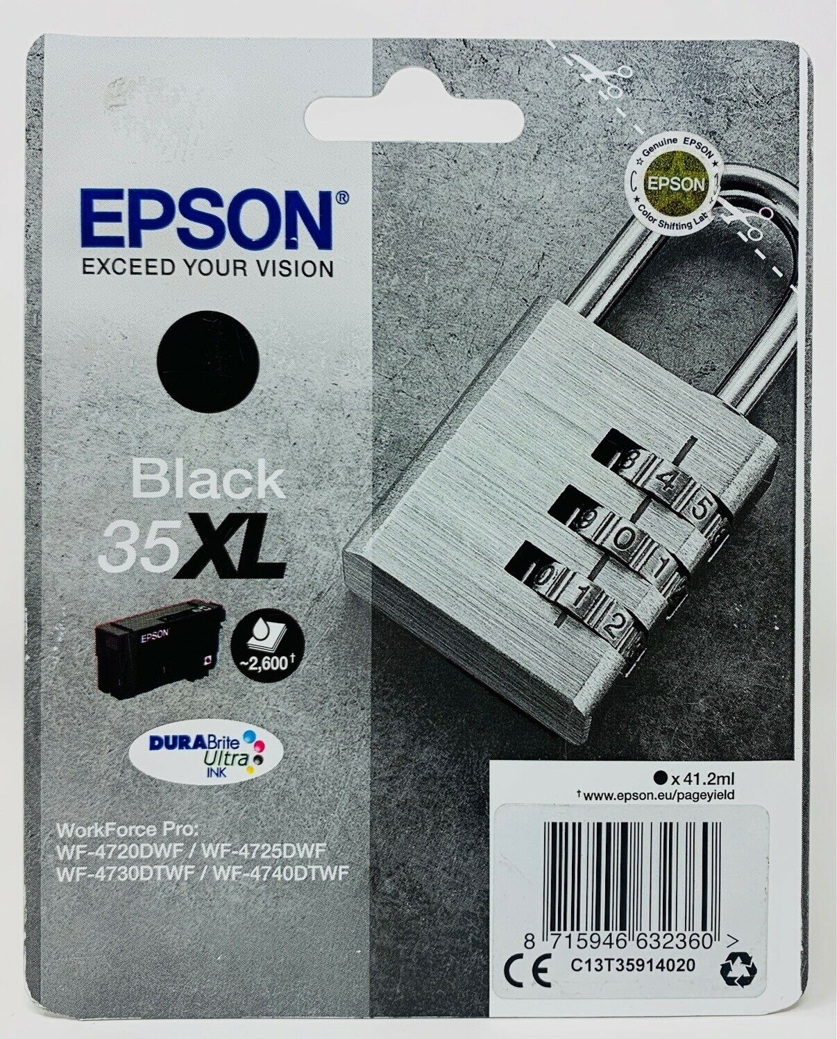 EPSON T3591 35XL C13T35914010 ORIGINALE NERO XL WORKFORCE PRO WF-4720/4725