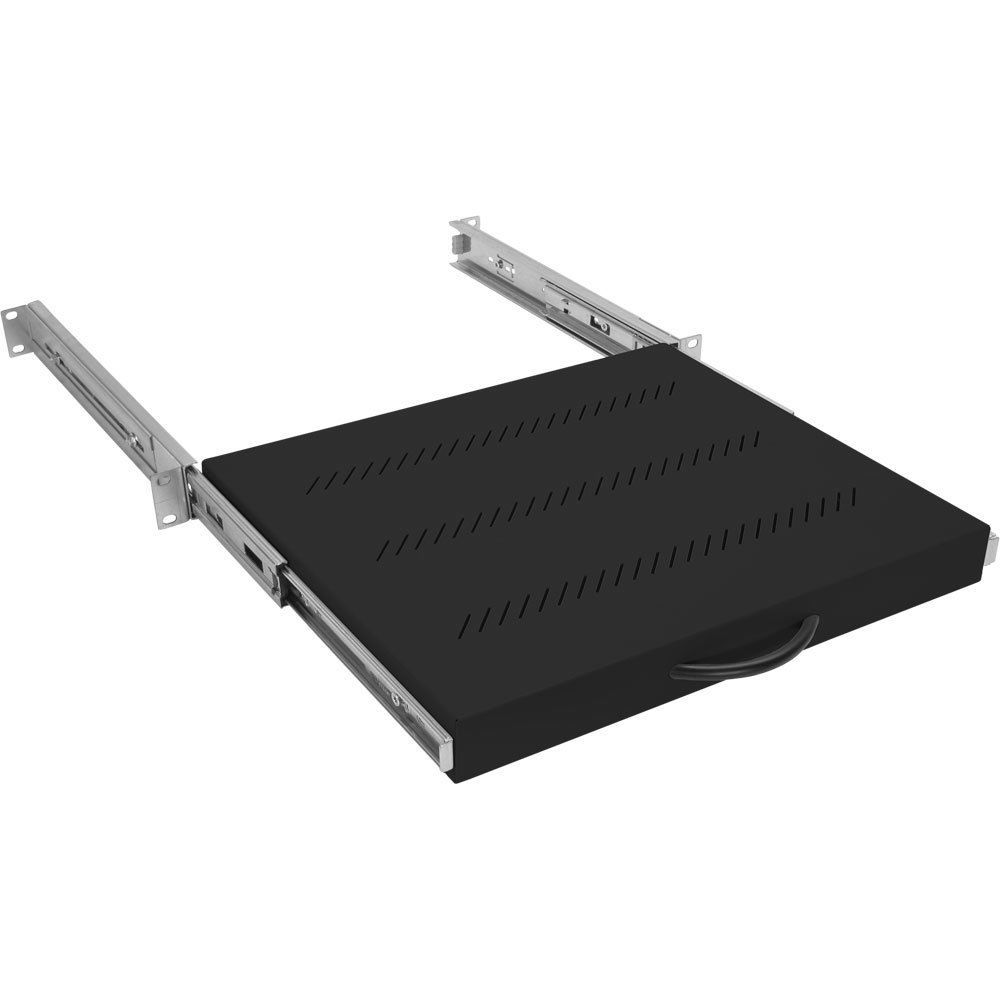 Ripiano scorrevole Rack 19" , 1U, carico massimo 30Kg, profondità 450mm, nero