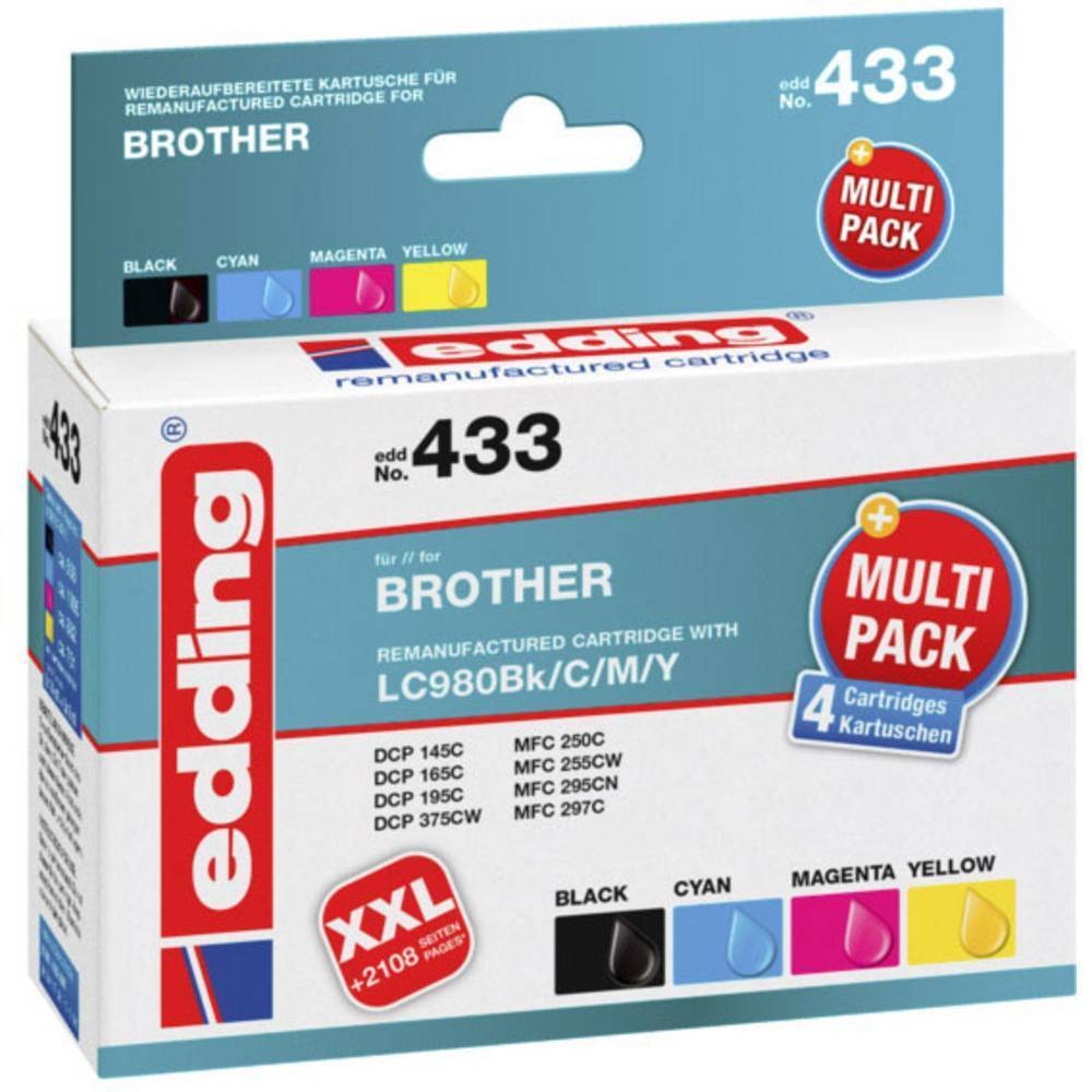 Cartuccia Edding Compatibile sostituisce Brother LC-980BK, LC-980C, LC-980M,