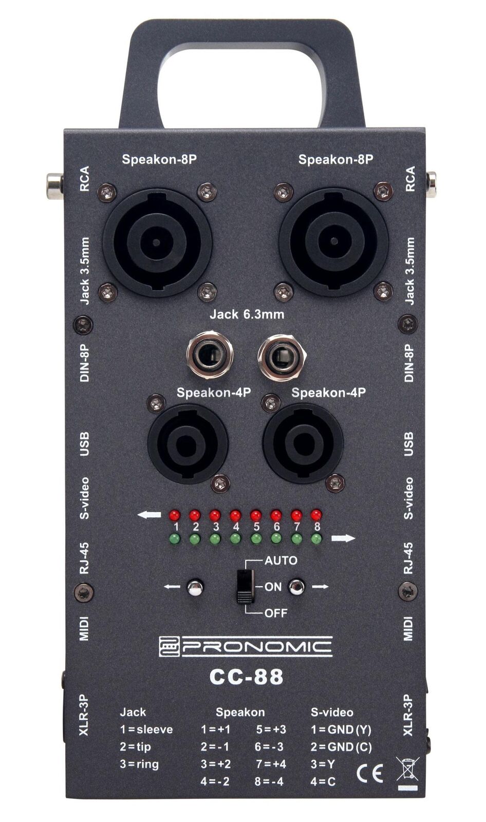 Tester per Cavi Audio Testare Cavo SPK Speakon USB Jack RCA XLR Midi RJ45 LED