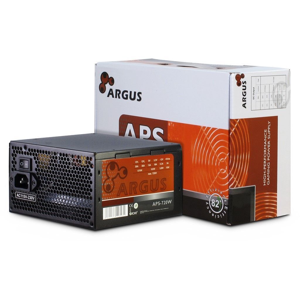 ALIMENTATORE GAMING SILENZIOSO PC 720W ATX ARGUS APS-720W VENTOLA 12CM ON/OFF