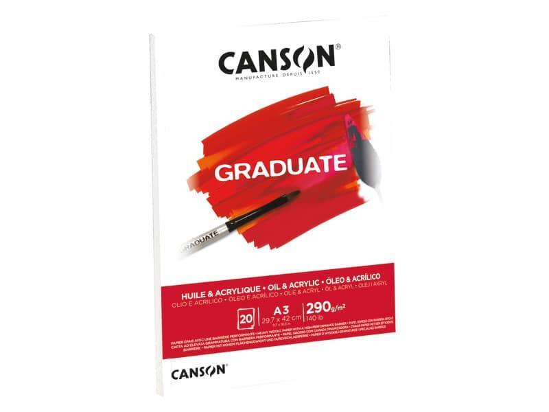 Blocco da disegno Canson per olio e acrilico bianco 290 g/m² A3 - 10 fogli C4001