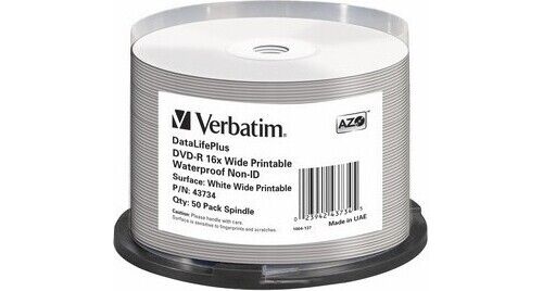 Spindle 50 Dvd-R Glossy Waterproof Verbatim 43734/50