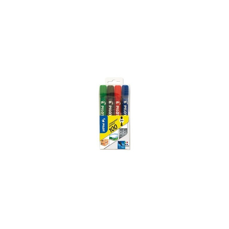 Astuccio 4 Marcatori Permanenti 100 - Colori Assortiti Punta Tonda 4.5 mm PILOT