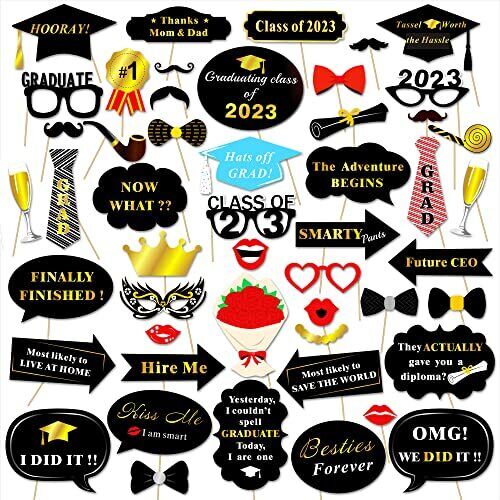 Nuove 2023 Graduation Photo Booth Puntelli (50Pezzi), laurea photo booth (A2F)
