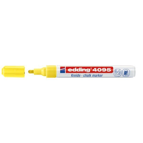 Marcatore a gesso liquido edding 4095 punta conica 2-3 mm giallo fluorescente 4-