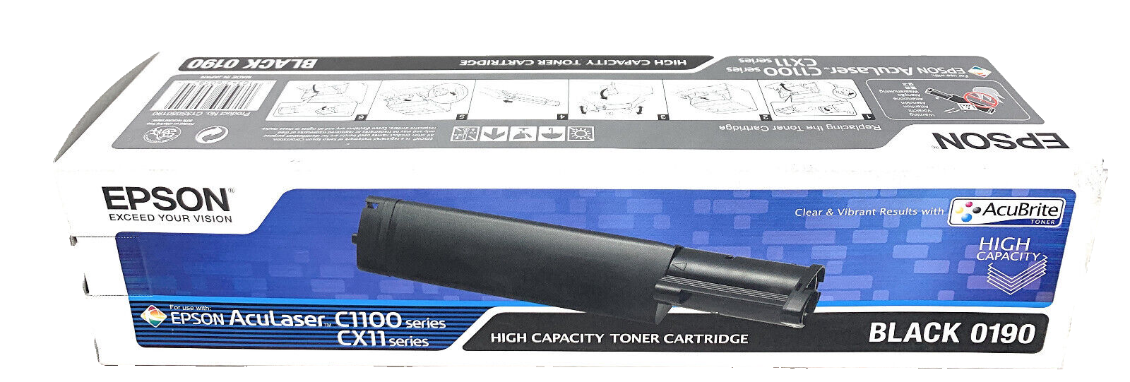 EPSON S050190 0190 TONER ORIGINALE NERO ACULASER C1100N/CX11NFC/CX11N [A BOX]