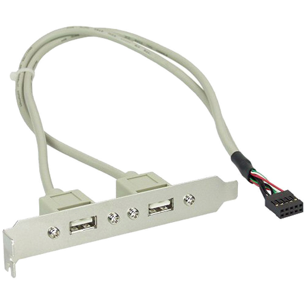 Staffa PCI, 2 porta USB 2.0 esterne, 1x IDC 10 pin femmina interna, 35cm