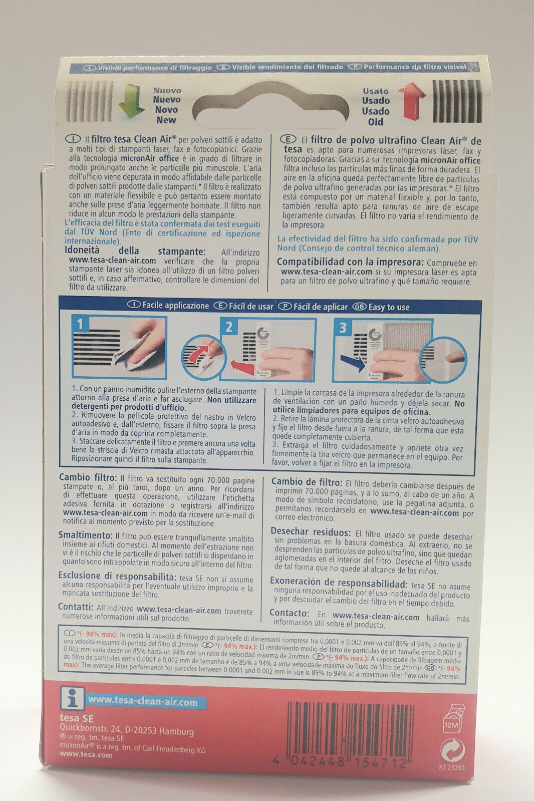 50380-00000-01 Tesa Clean Air Filtro Stampanti E Fax Large