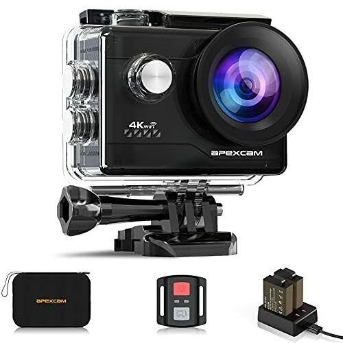 Apexcam 4K WiFi 20MP Action Cam Ultra HD Sports Cam Impermeabile (h9p)