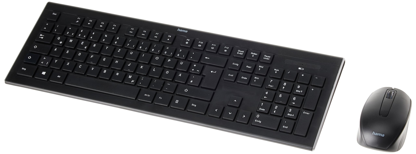 Hama Wireless Keyboard with Mouse Set (German QWERTZ Key Layout, 12 Media Keys,