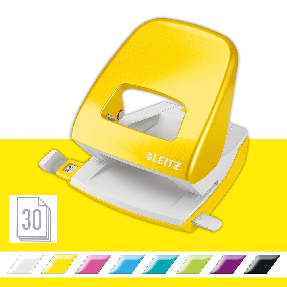 Leitz Hole Punch, 30 Sheets, Guide Bar with Format Markings, Metal, WOW Range, 5
