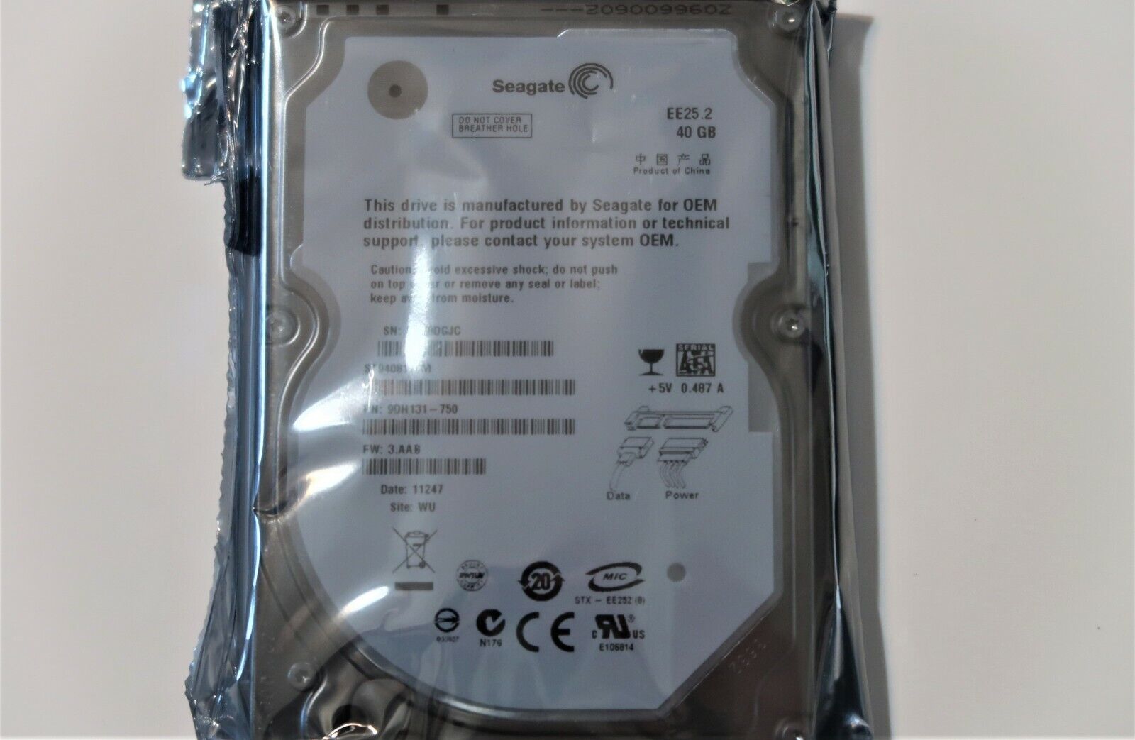 Seagate ST940817SM 9DH131-750 EE25.2 40gb 2.5 " SATA HDD (Nuovo Sigillato 0 "