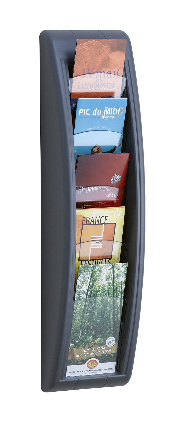 PaperFlow Quick Fit Systems Wall Mounted Literature Display, 5 Pockets, Third Le