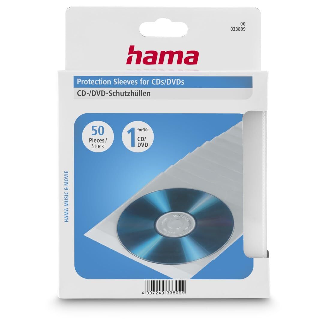 Hama CD/DVD Protective Sleeves, Pack of 50 50 Transparent