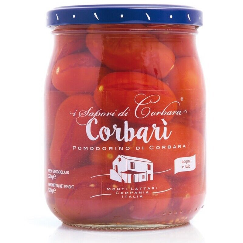 Corbarì - Pomodorini di Corbara in acqua e sale 520 Gr. - Cartone 12 Pezzi