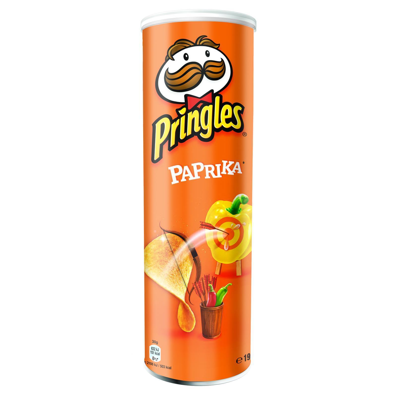 1 x TUBO PATATINE PRINGLES AL GUSTO PAPRIKA 165 GR ARANCIO CRISPS PATATINE PARTY