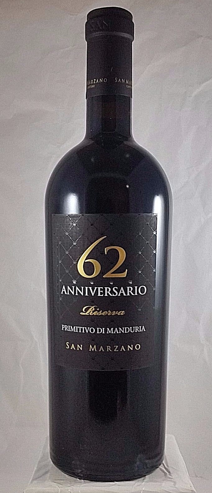 1 Primitivo Riserva 62 ANNIVERSARIO Cantine SAN MARZANO Vino Manduria DOP cl.75