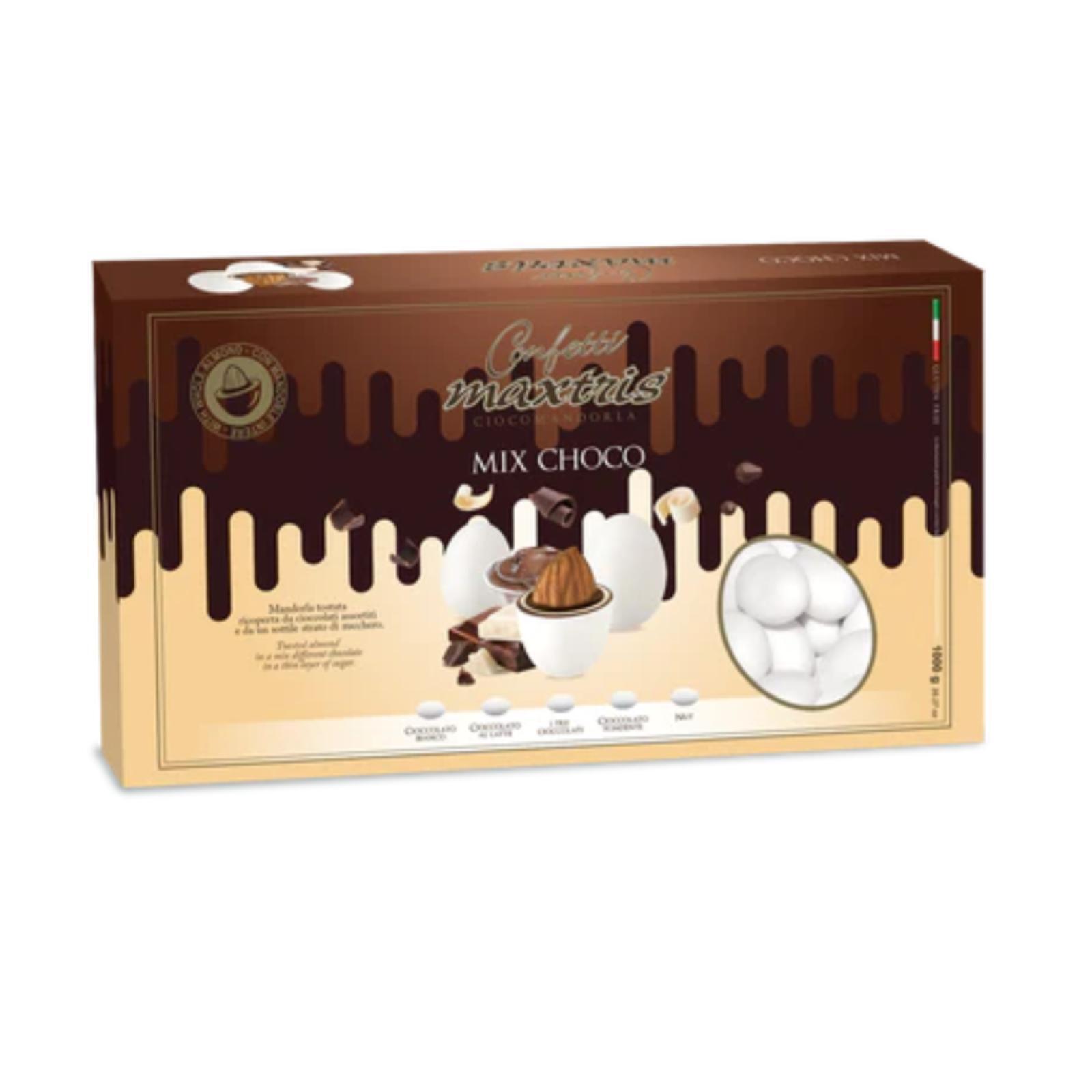 Confetti Maxtris Ciocomandorla Mix Choco Colore Bianco Scatola da 1 Kg Evento