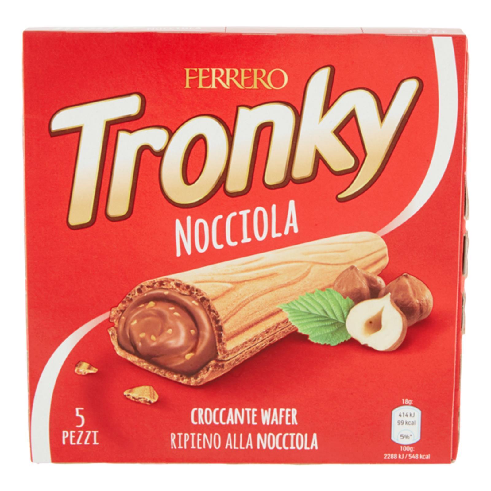5 WAFER TRONKY NOCCIOLA E CACAO FERRERO CROCCANTE ROSSO CONFEZIONE DA 5 T5