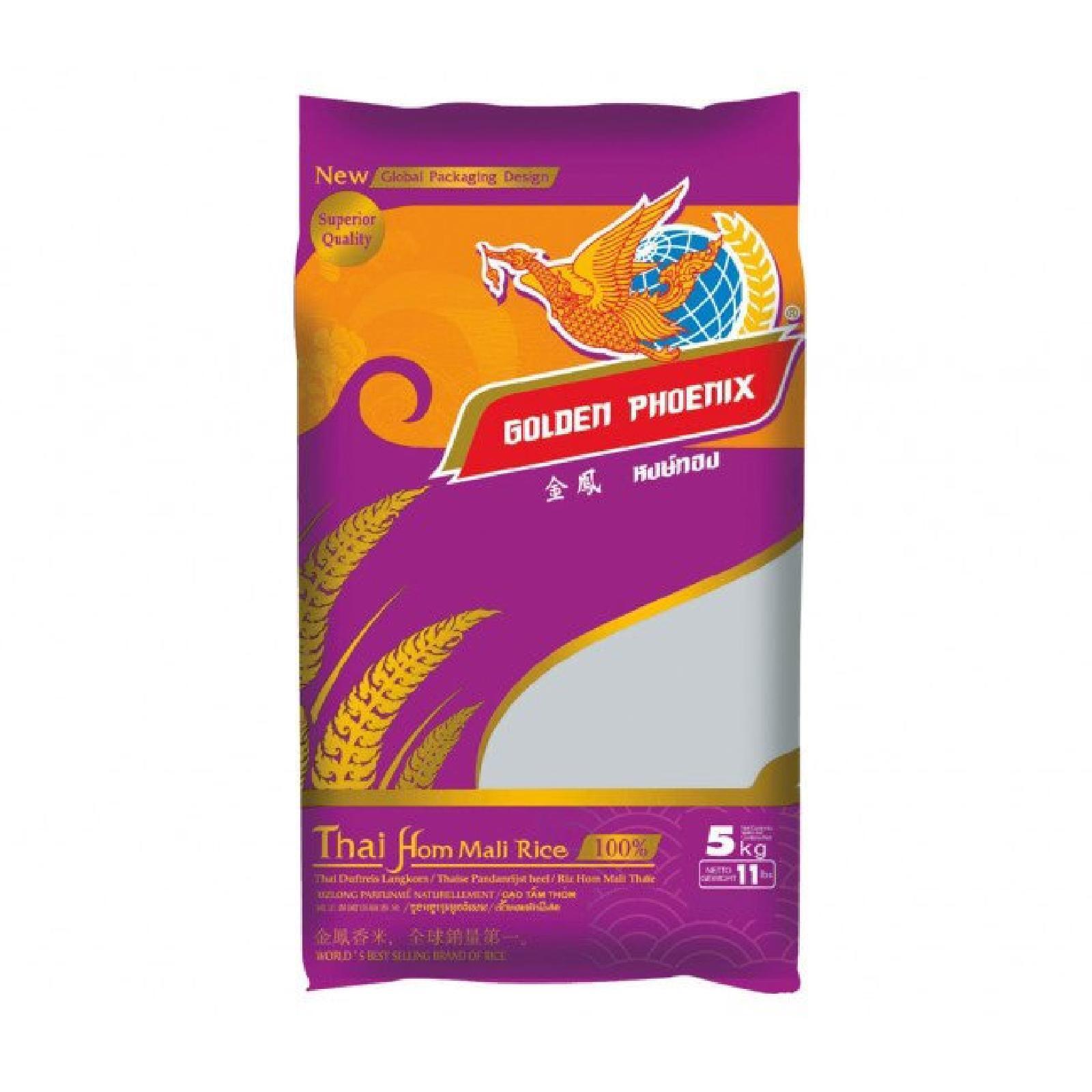 Riso Thai Hom Mali Golden Phoenix Jasmine Rice Busta da 5 Kg Riso Indiano