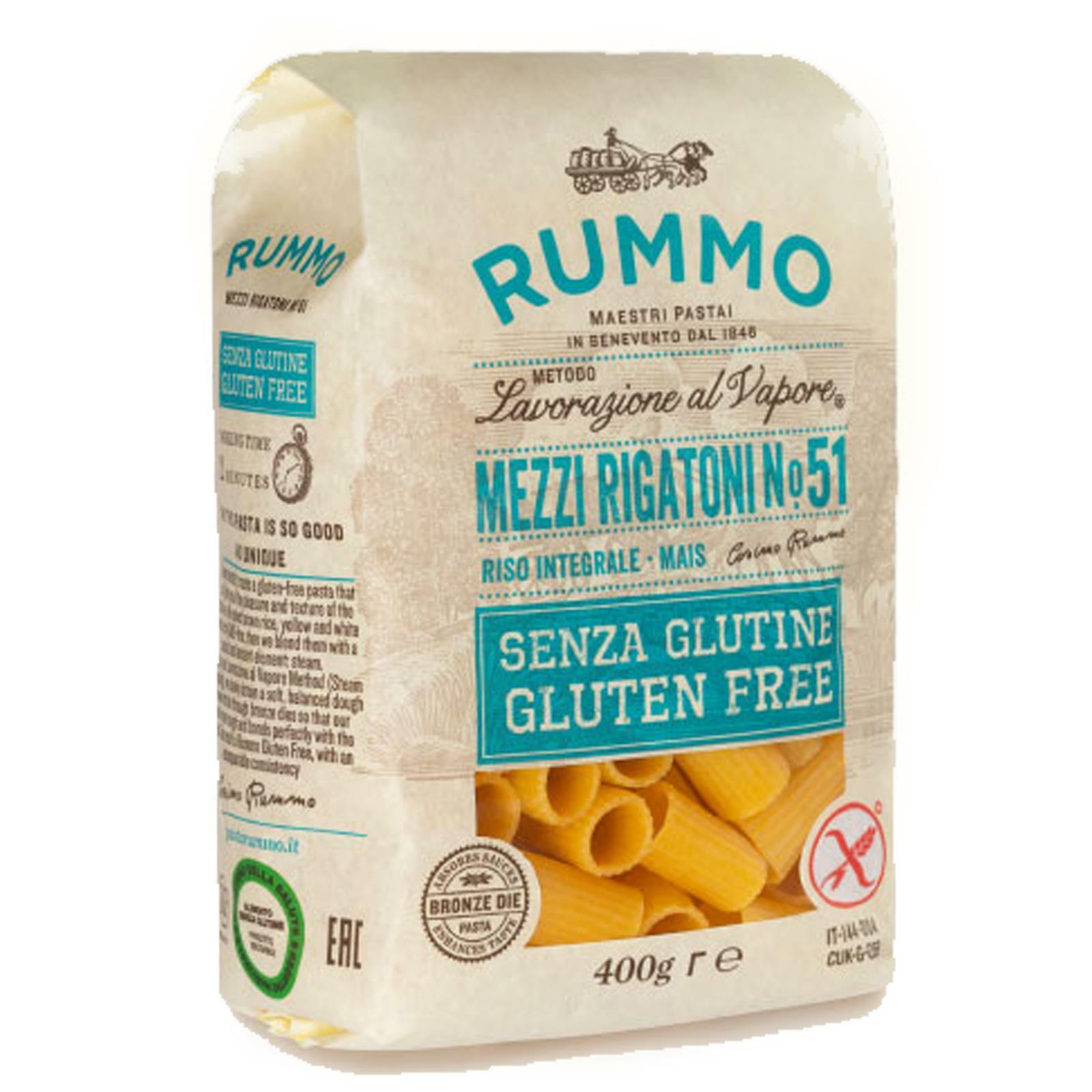 PASTA SENZA GLUTINE RUMMO 400 GR PASTIFICIO RUMMO MEZZI RIGATONI GLUTEN FREE