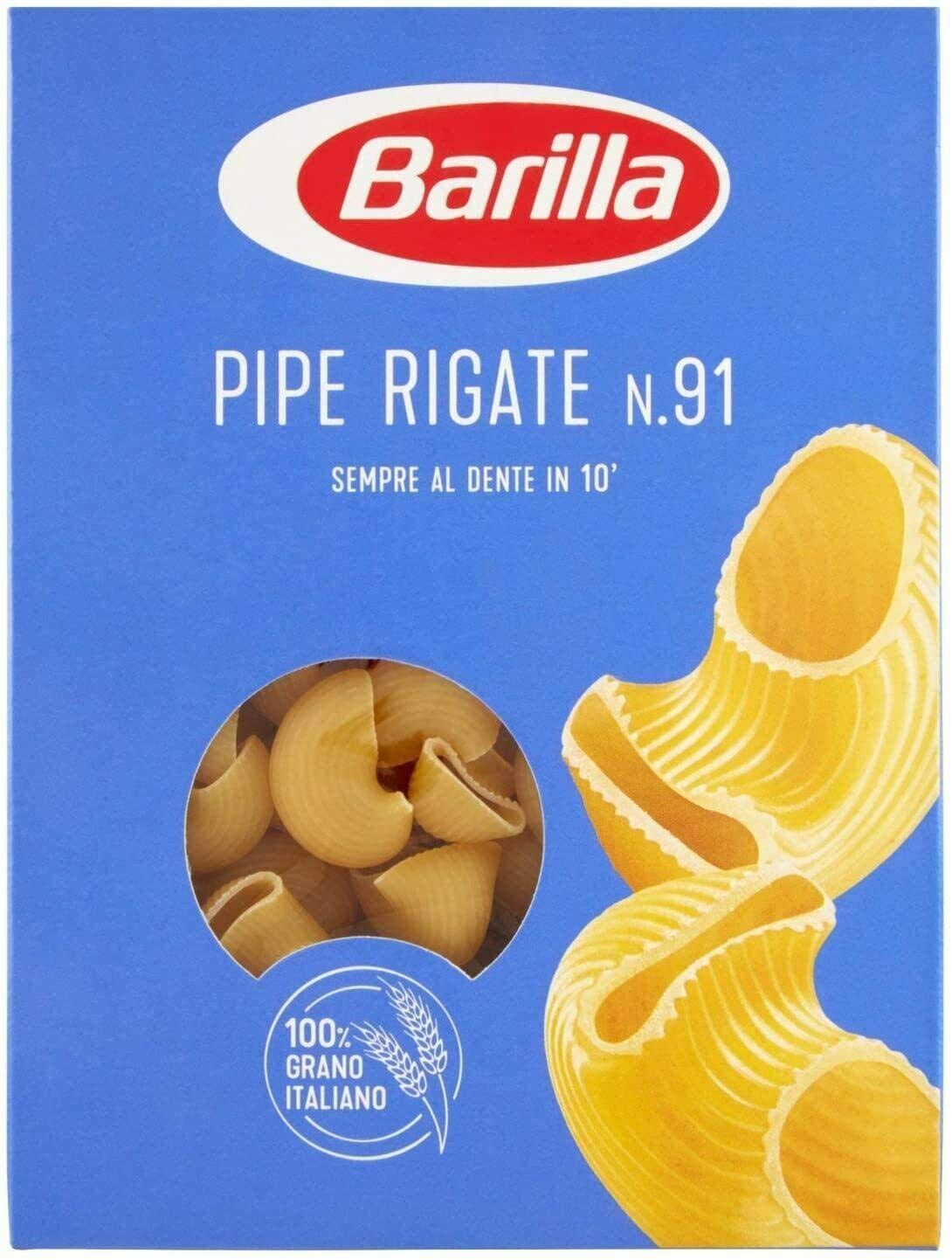 4X PASTA BARILLA PIPE RIGATE N.91 PASTA SEMOLA DI GRANO DURO ITALIANO 4x500g