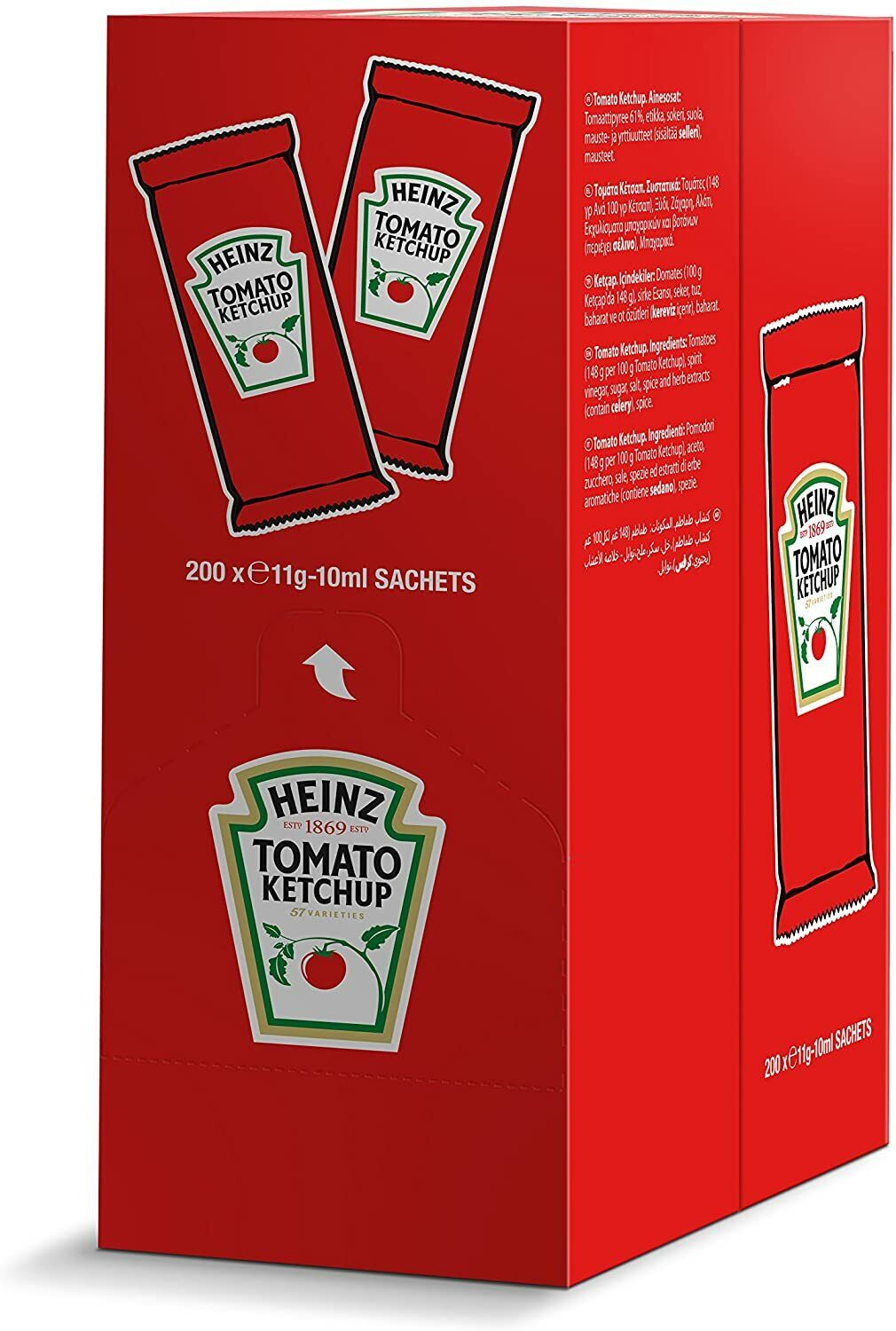 Heinz Tomato Ketchup Sachet - Confezione da 200 Pezzi