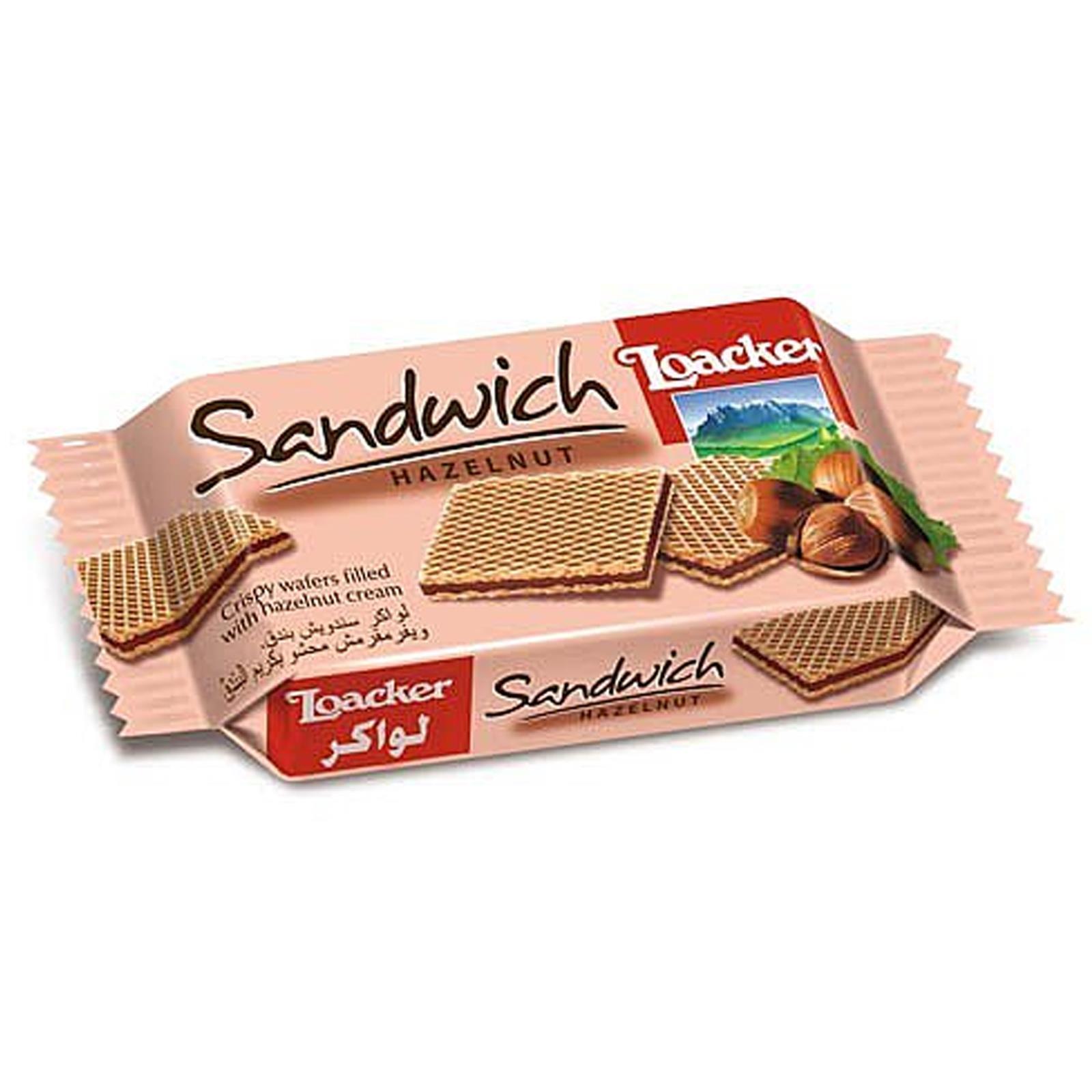 BISCOTTI WAFER LOACKER SANDWICH HAZELNUT NOCCIOLA 75 GR CIALDE CREMA NOCCIOLE