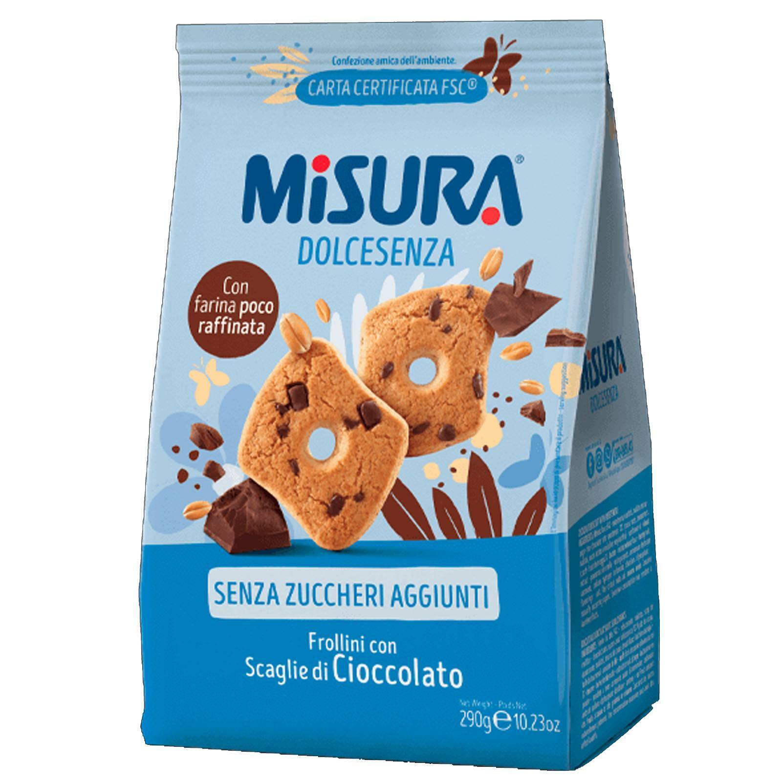 BISCOTTI MISURA CON SCAGLIE CIOCCOLATO DOLCE SENZA ZUCCHERI CON EDULCORANTI 290g