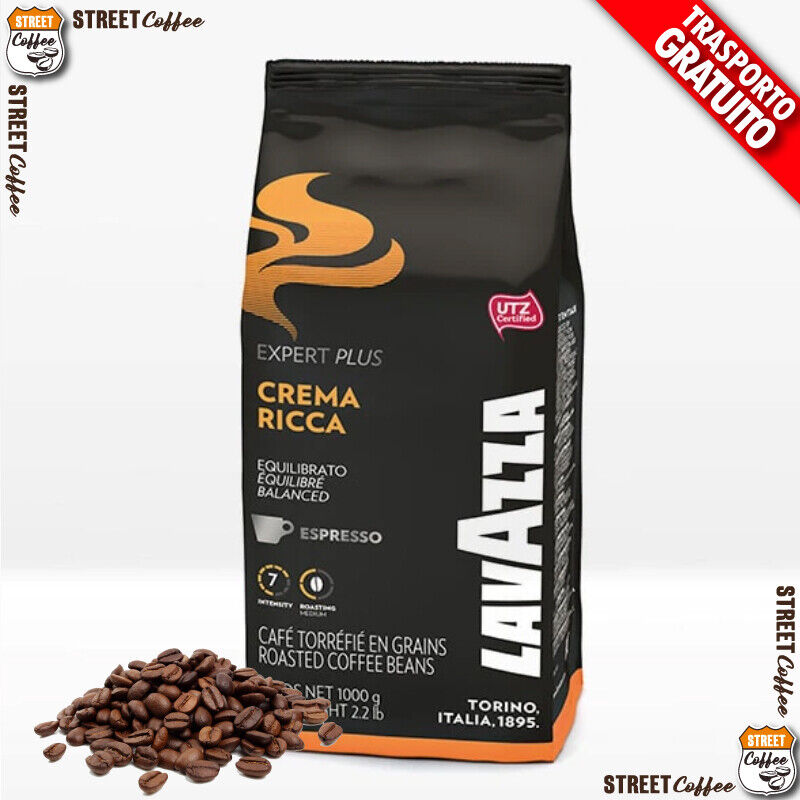 1 kg 1 Busta Caffè Lavazza Grani Crema Ricca Vending Originale in Chicchi gratis
