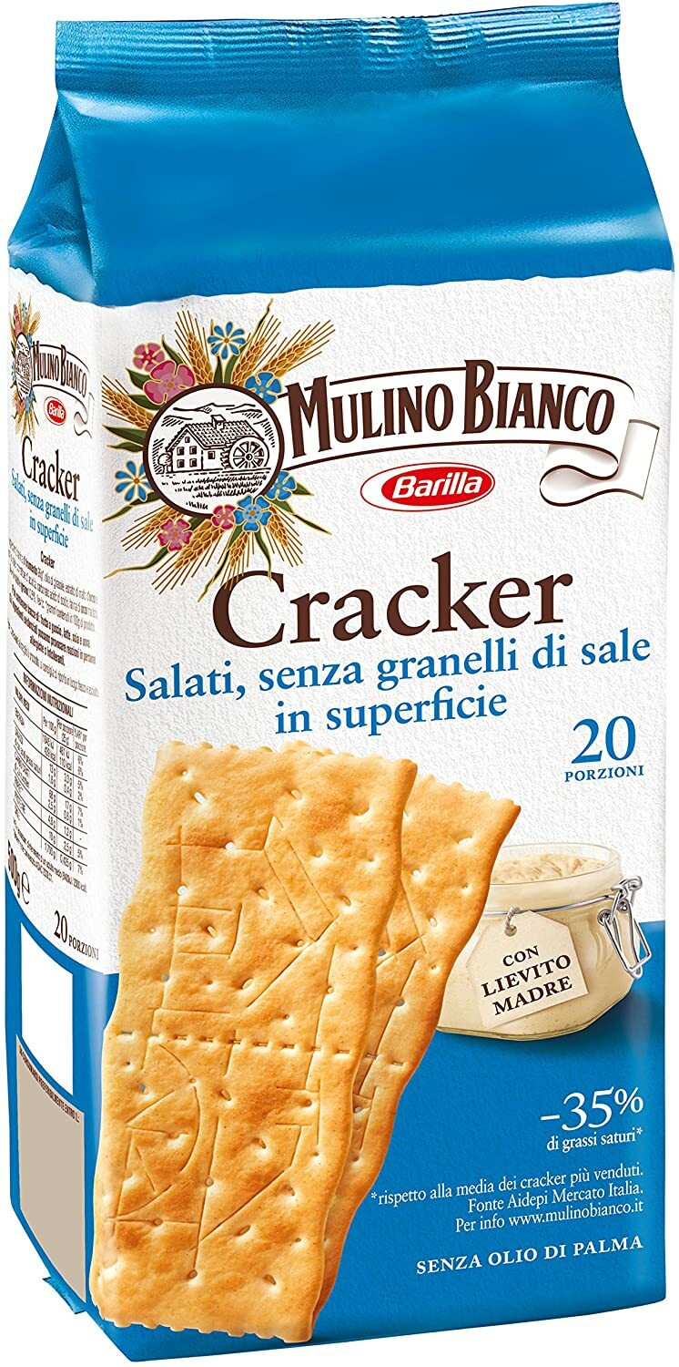 CRACKERS MULINO BIANCO NON SALATI IN SUPERFICIE CRACKER VEGAN 20 PORZIONI 500 gr