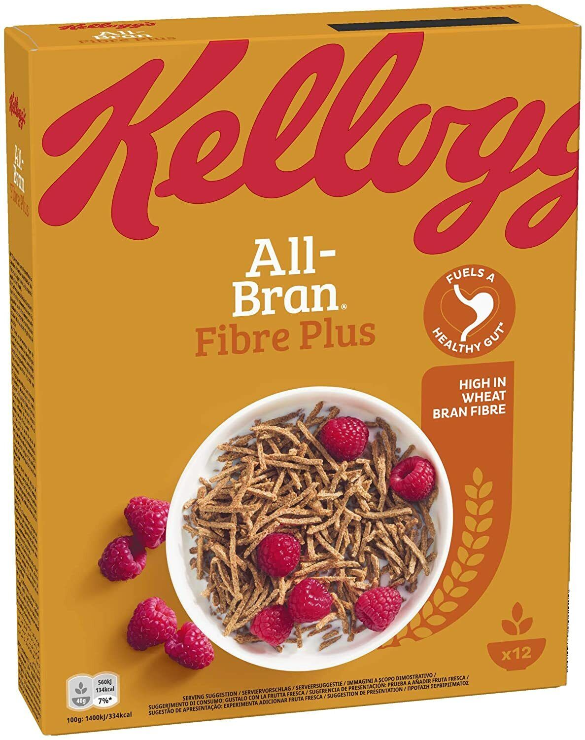 KELLOGG'S CEREALI ALL BRAN FIBRE PLUS CRUSCA FRUMENTO LATTE COLAZIONE VEGAN 500g