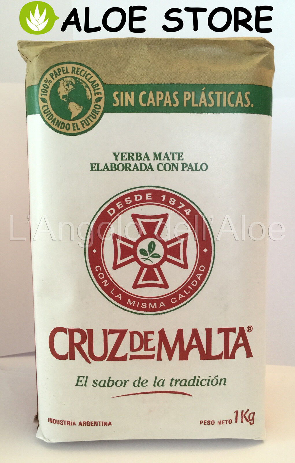 YERBA MATE CRUZ DE MALTA 1000gr - CON PALO - L'ORIGINALE TÈ ARGENTINO