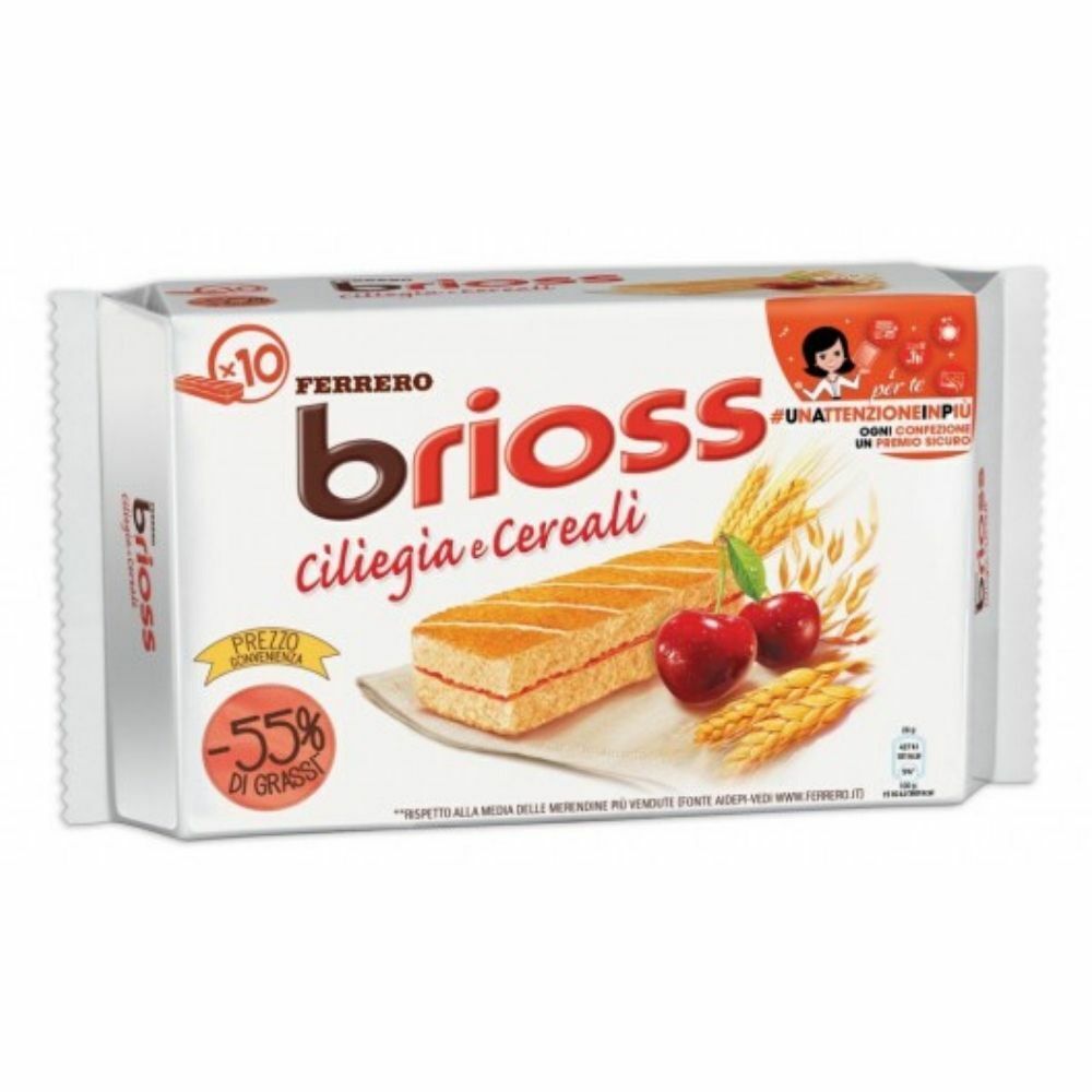 Ferrero Kinder Brioss Ciliegia E Cereali Confezione Da 10 Merendine 280 Gr