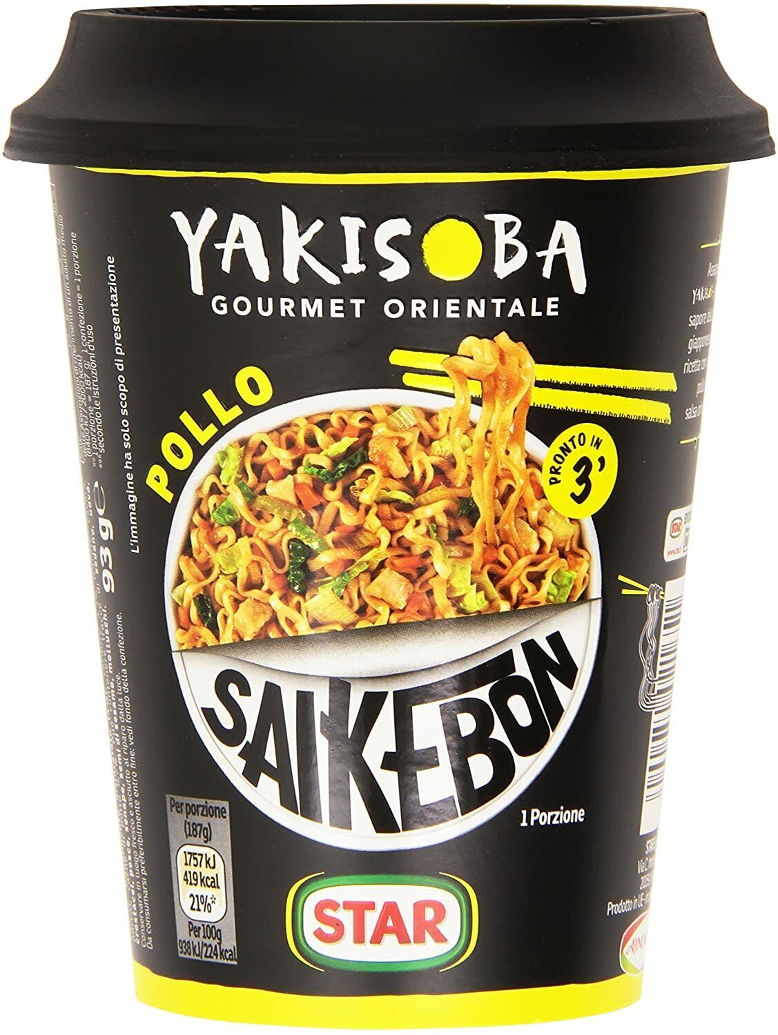 Star Saikebon - Yakisoba al Pollo - 4 confezioni da 93 g [372 g]
