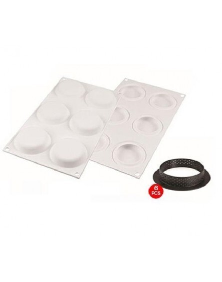 STAMPO IN SILICONE TARTE RING80 CROSTATE MOUSSE MONOPORZIONI 6 CAVITA